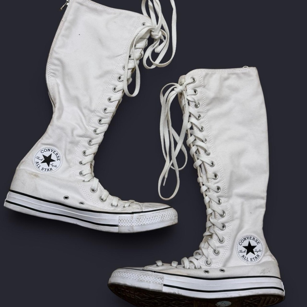 Converse All Star Women's White Knee-High Lace-Up Sneakers